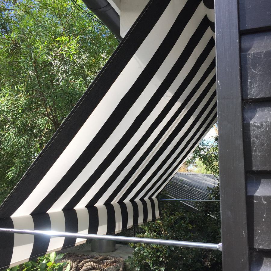 Close up of striped canvas awning fabric